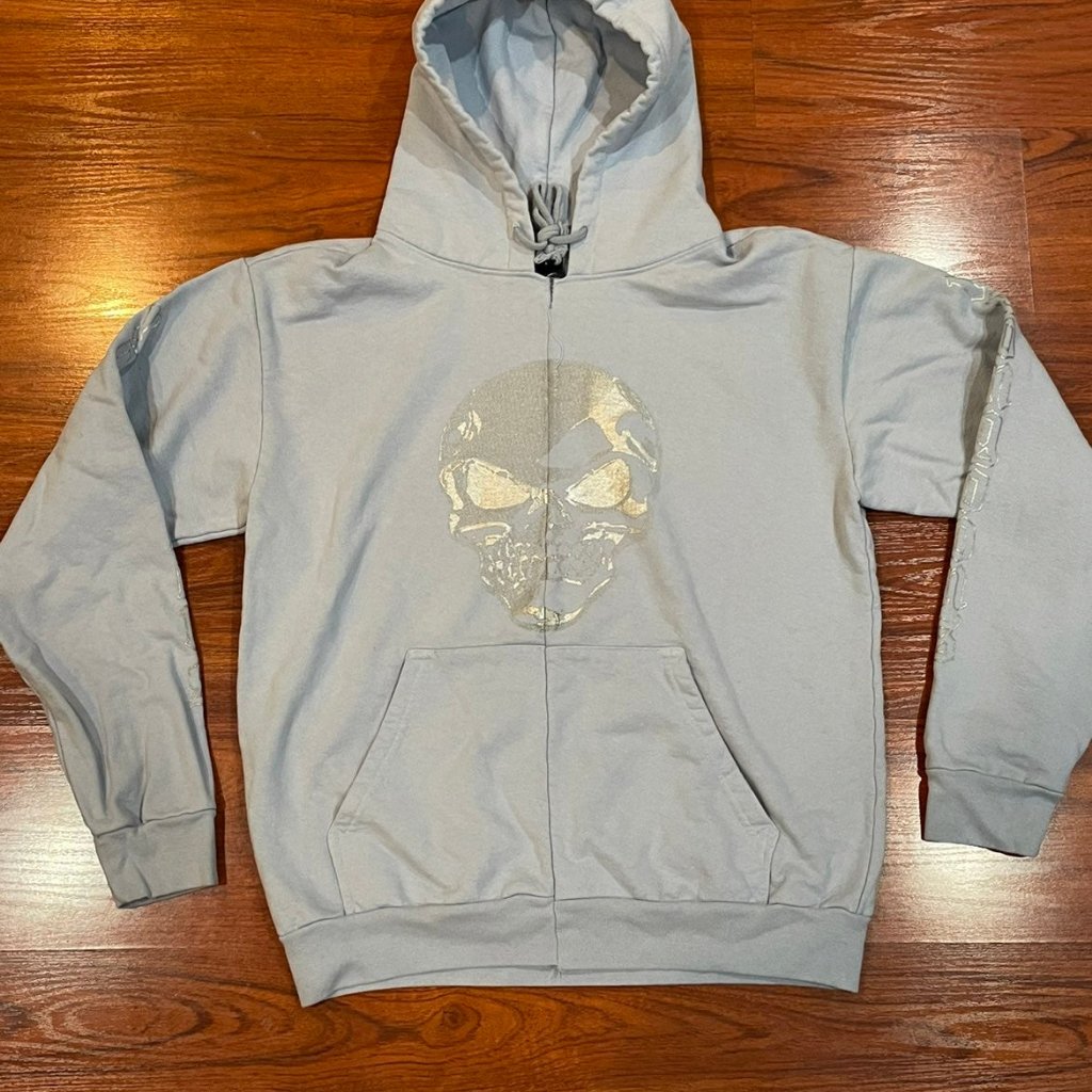 Noon Goons Foil Skull Blue Hoodie Sz L